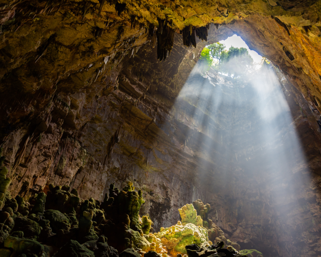 Grottes de Castellana, trou de lumière.