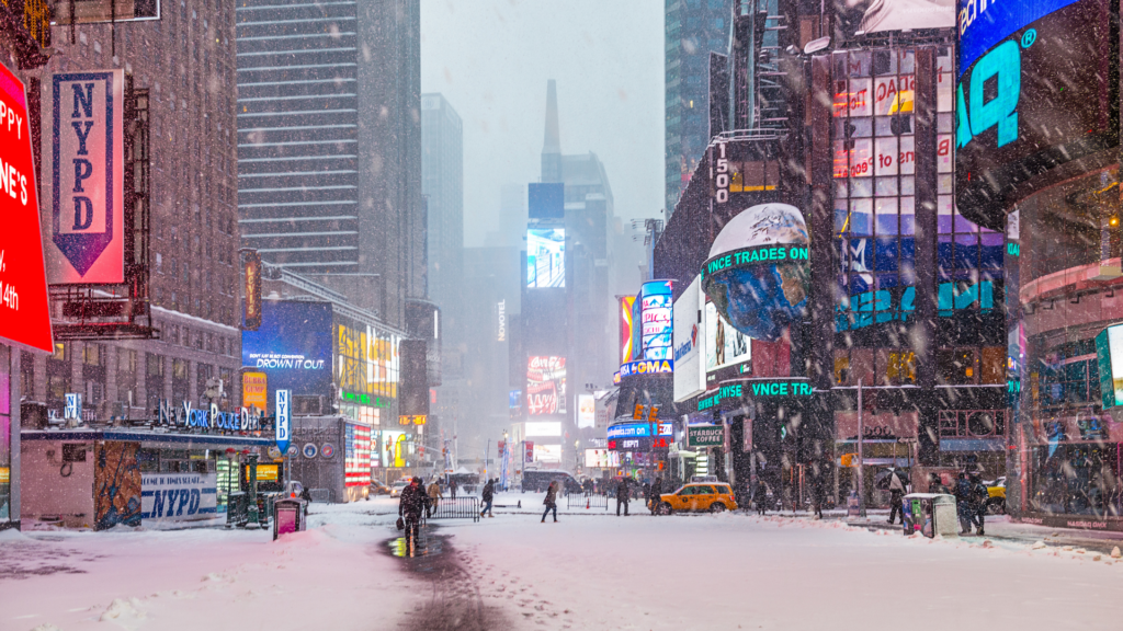 Time Square sous la neige

